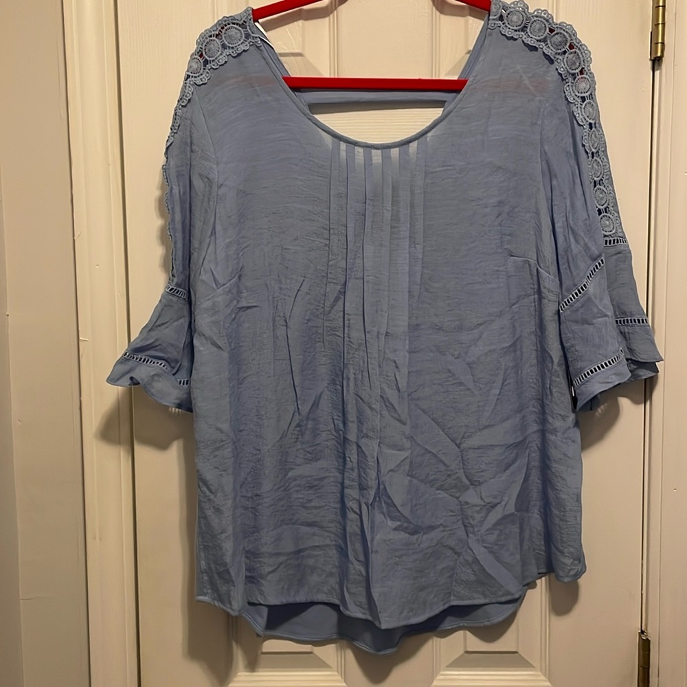 Blue knit blouse